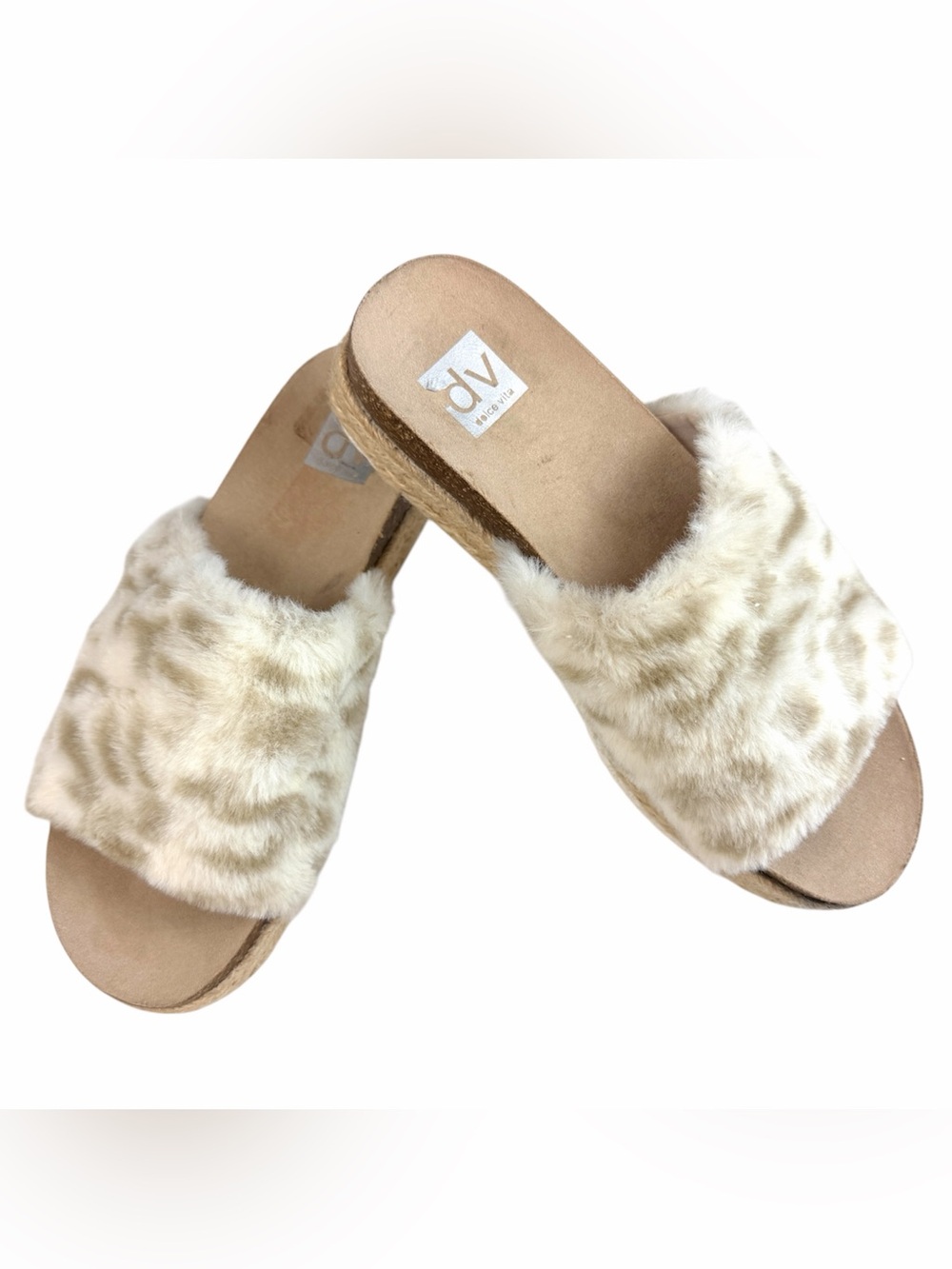 DV by Dolce Vita Cream Faux-Fur Slide Mules